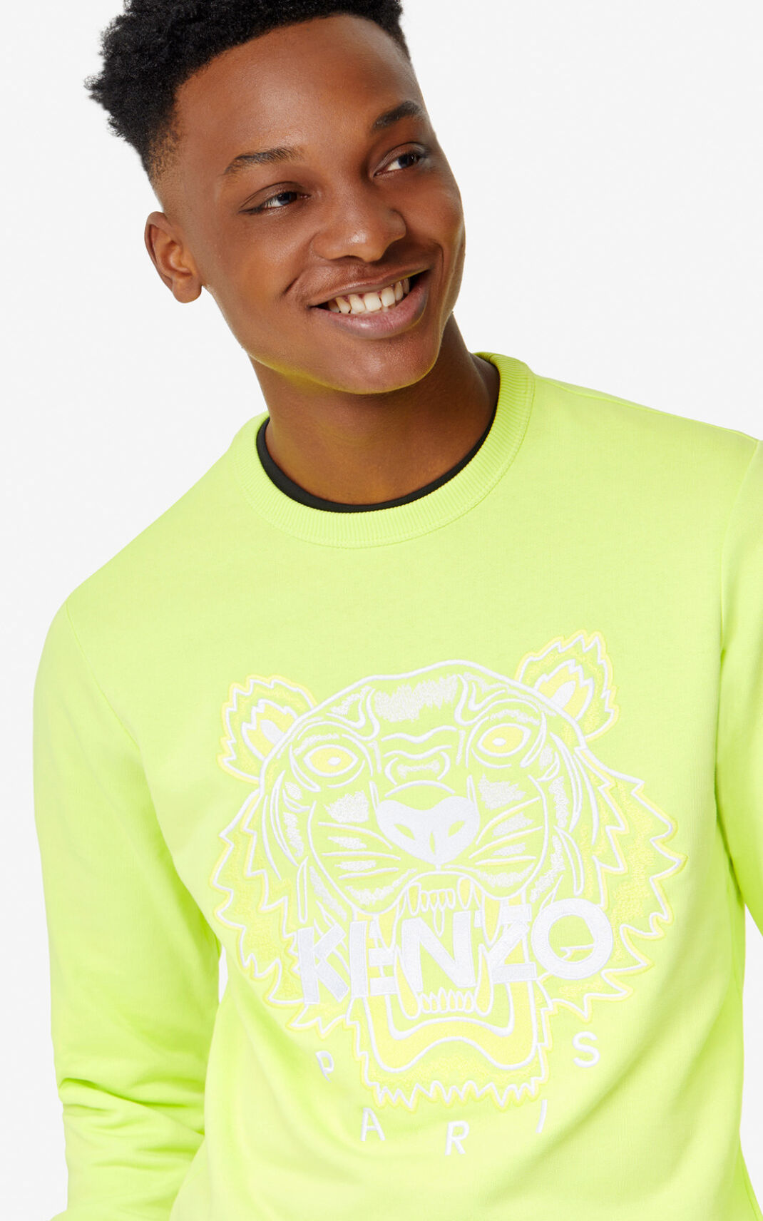 Kenzo Tiger Sweatshirt Erkek Limon | 7025-VBMSO